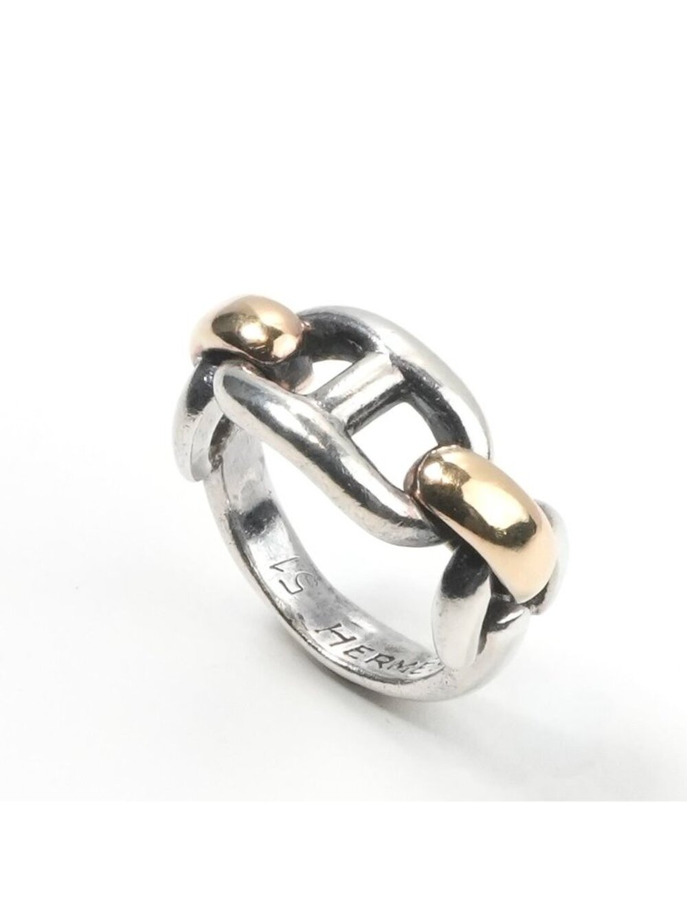 Hermes Chaine D'ancre Ring Gold Silver